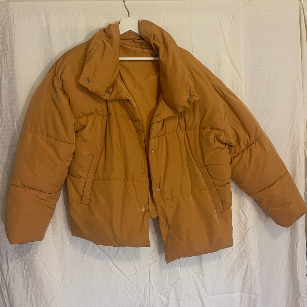 Free People Puffer Jacket in Mustard Yellow